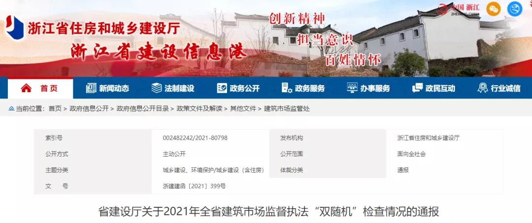 浙江：通報9個工程項目！涉嫌轉(zhuǎn)包違法分包.無證施工！