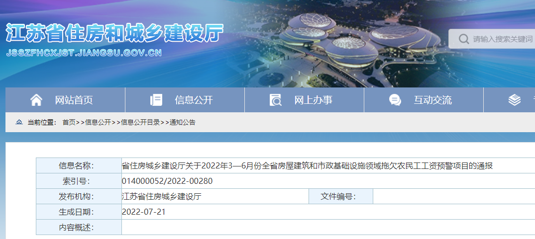 江蘇通報(bào):1443個(gè)項(xiàng)目列入全省預(yù)警項(xiàng)目!應(yīng)于8月15日前整改到位!否則限制承攬新工程 江蘇通報(bào):1443個(gè)項(xiàng)目列入全省預(yù)警項(xiàng)目!應(yīng)于8月15日前整改到位!否則限制承攬新工程